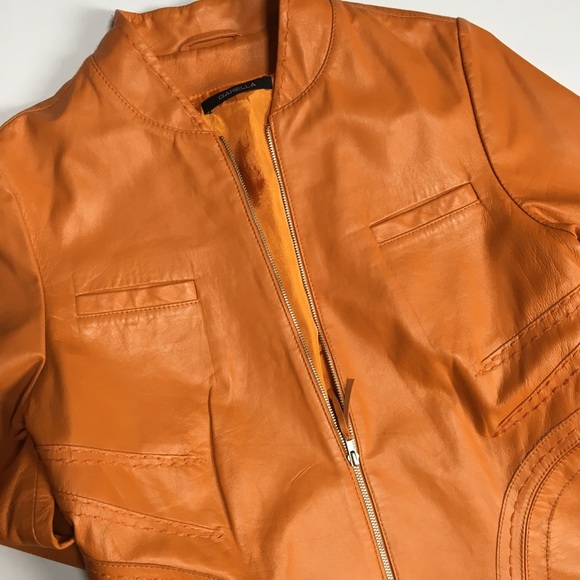 Orange leather jacket - Picture 5 of 8